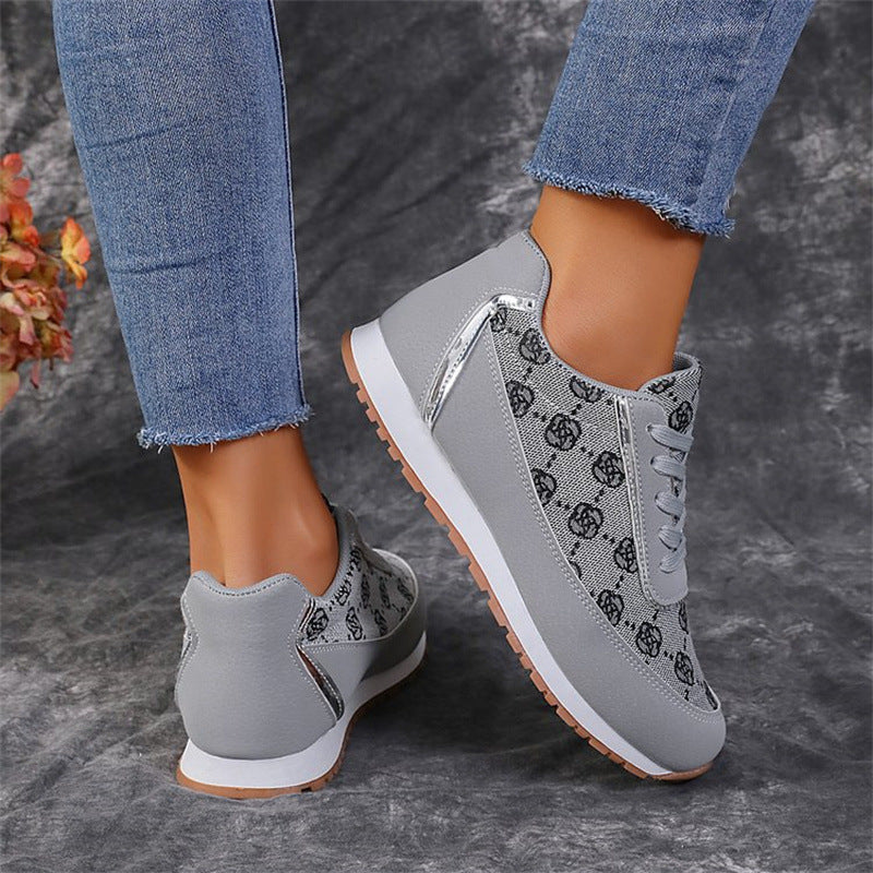 Zapatillas de lona con estampado floral y cordones – Zapatos de lona cómodos