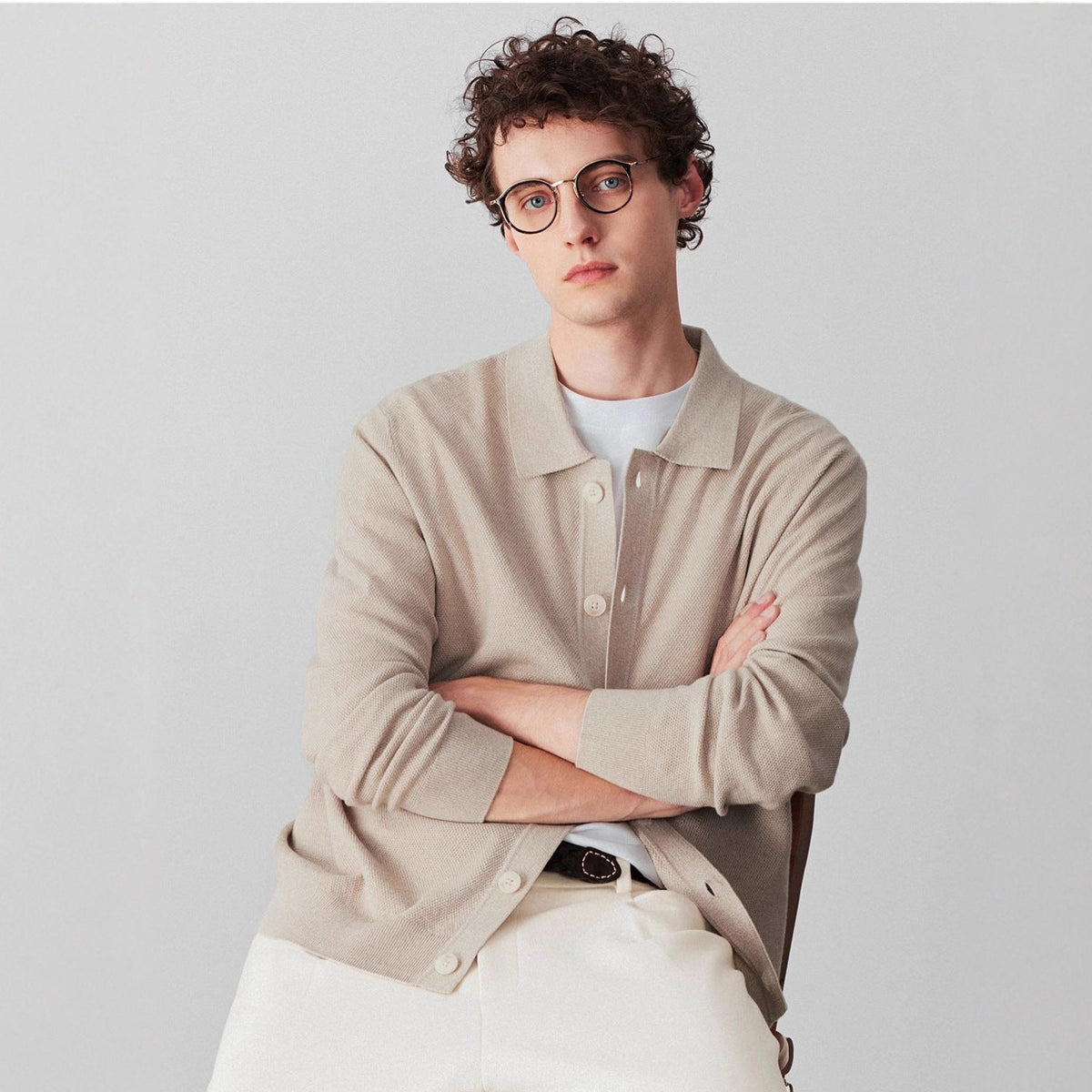 Mens Old Money Style Collared Sweater Jacket