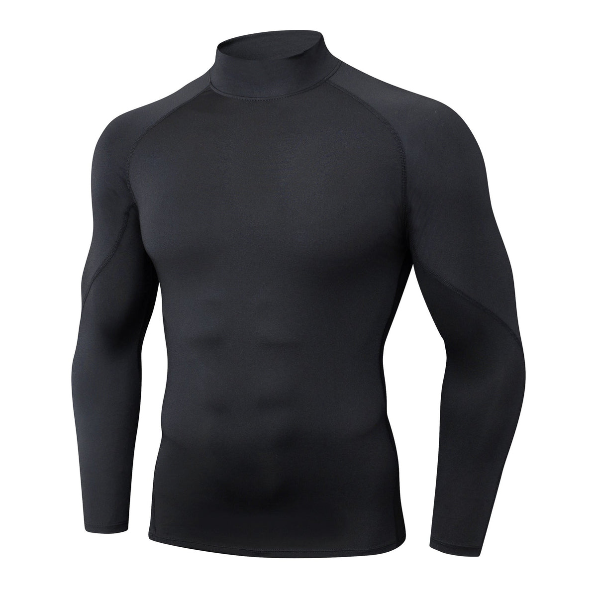Cross-border Explosions Outdoor Sports Fitness Clothes Men's Running High Collar Long Sleeve Moisture-absorbing Quick-drying Clothes Training Tight Clothes Men