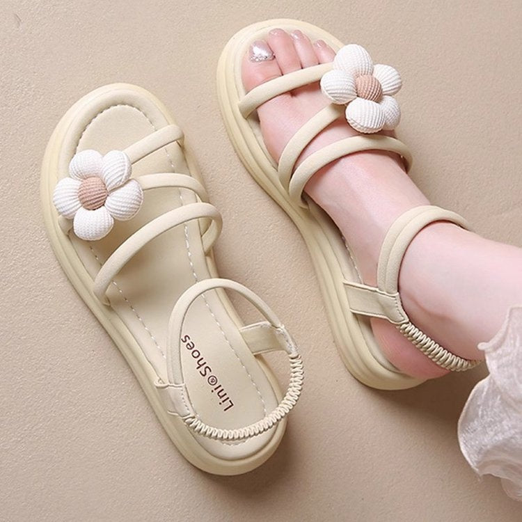 2025 Summer New Kids' Sandals, Comfortable Fashionable Casual Flower Design, Unisex Beach Shoes For Students And Children