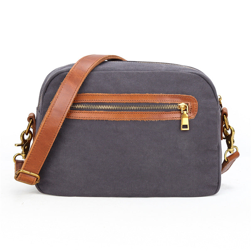 Color Blocked Retro Canvas Crossbody Bag