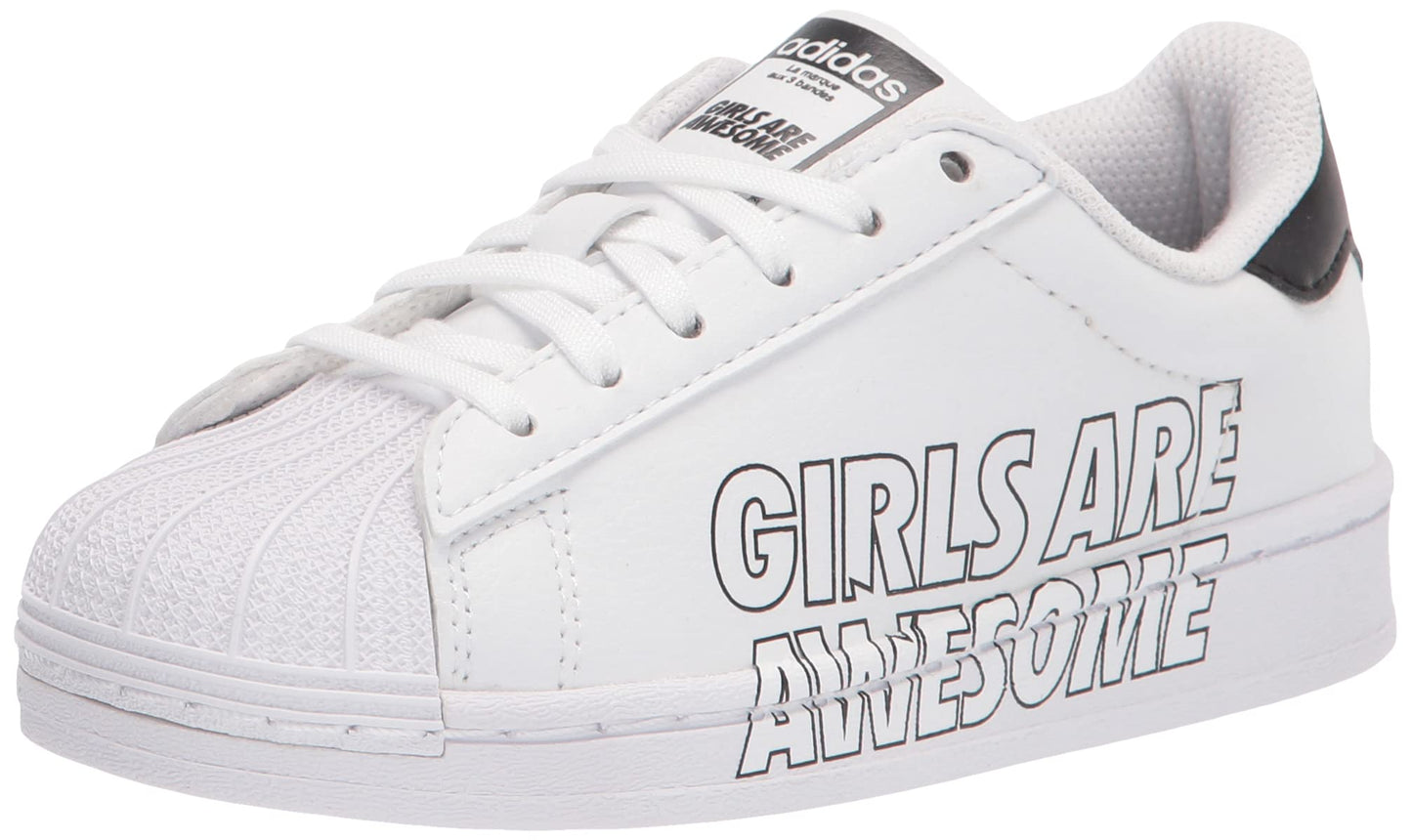 adidas Originals Superstar Sneaker White/White/Black (Girls are Awesome) 10.5 US Unisex Little Kid