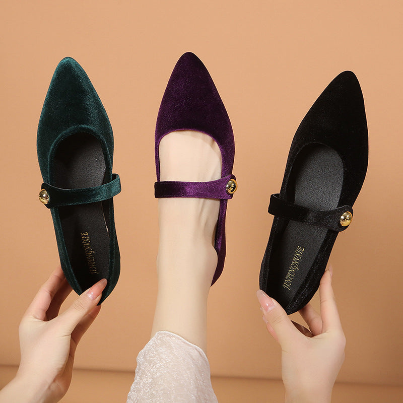French Vintage Suede Mary Jane Shoes Women Low Heel Soft Style Pumps - Elegant Casual Dress Shoes