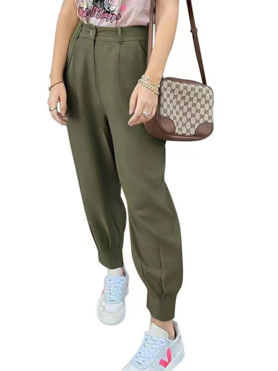 Pantalones cropped de talle alto