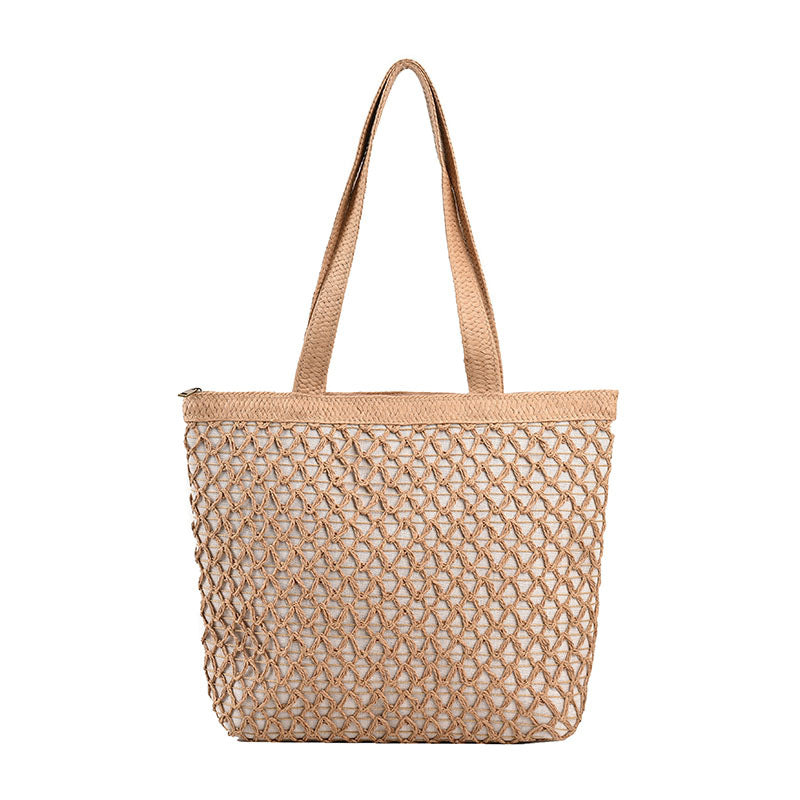 Hollow Out Paper Rope Woven Shoulder Bag