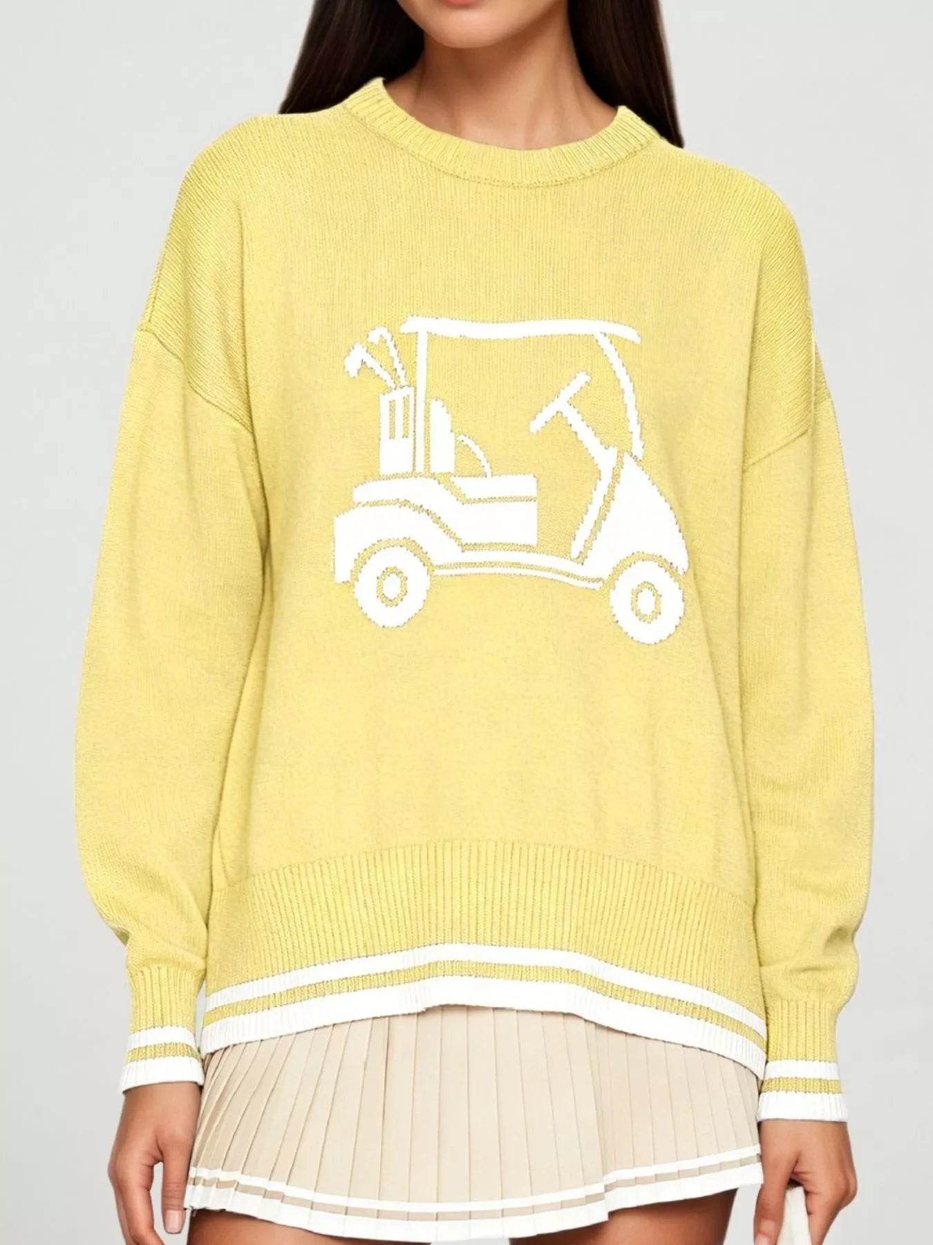 Golf Cart Graphic Dropped Shoulder Sweater