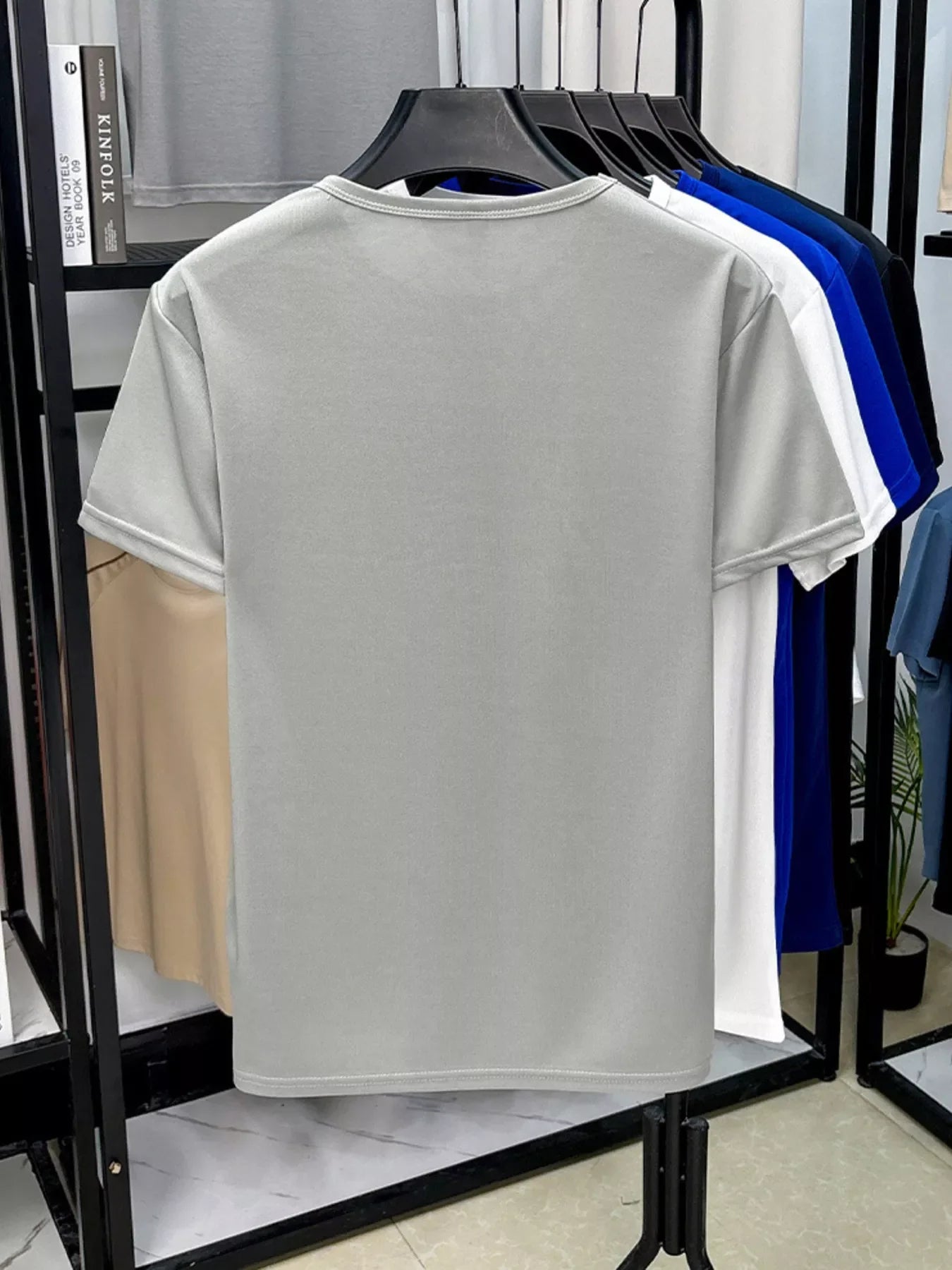Camiseta de manga corta y cuello redondo de talla grande para hombre