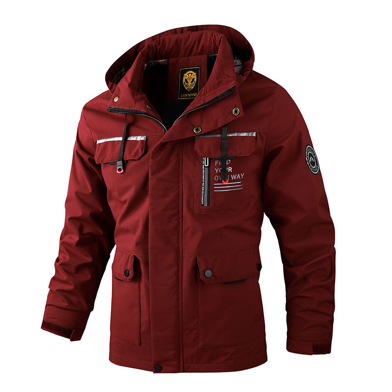 Chaqueta cortavientos informal de moda para hombre, chaqueta con capucha, impermeable, para exteriores, de caparazón blando, abrigo de invierno, ropa abrigada y gruesa