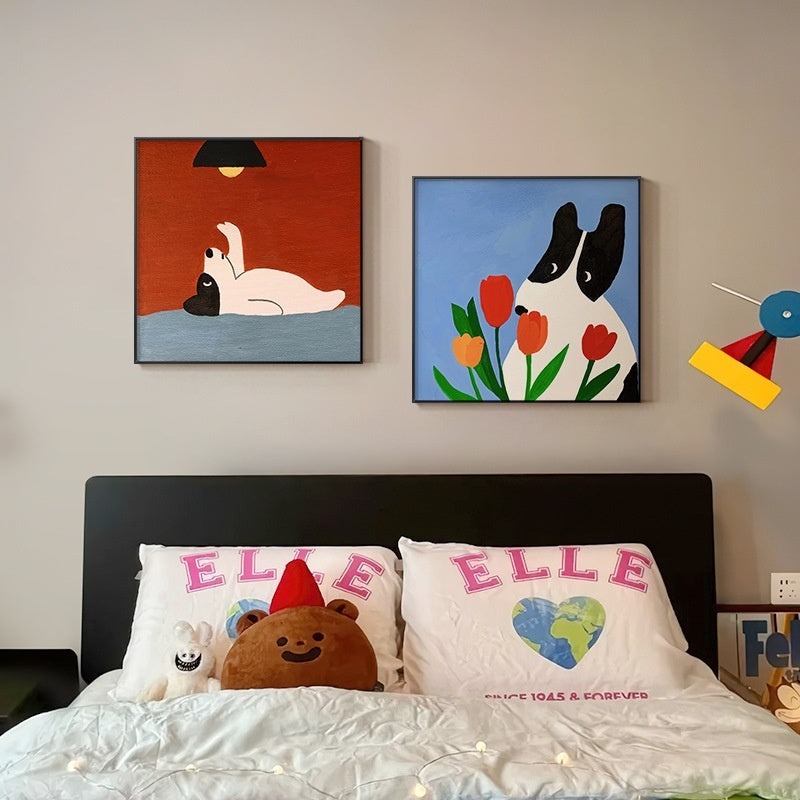 Cartoon Dog Red Square Restaurant Mural
