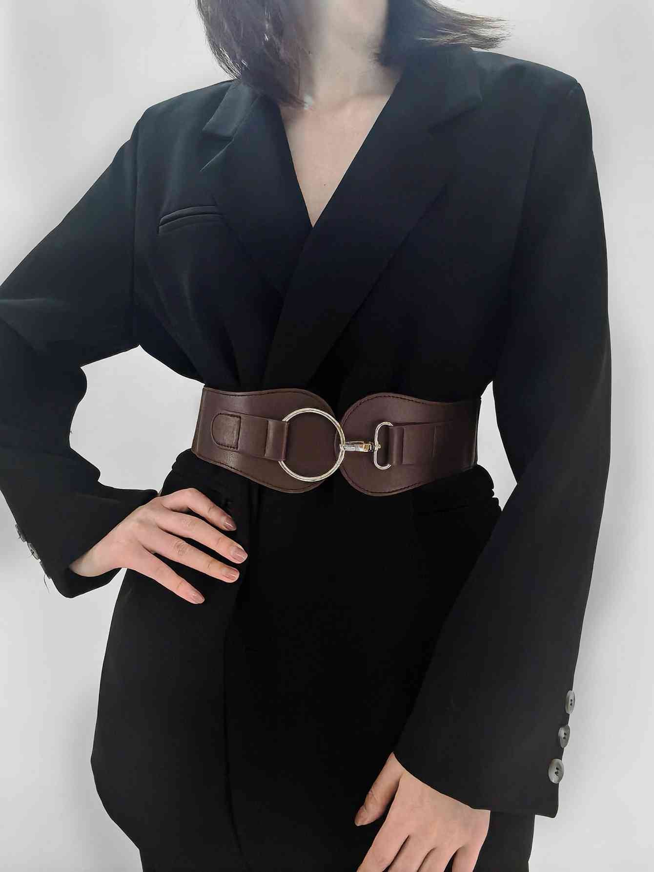 Elegant Fashion PU Elastic Wide Belt – Adjustable Comfort Fit See size chart under “more details”