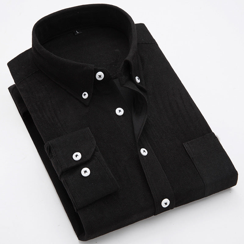 Men's Thin Corduroy Long Sleeve Shirt for Winter