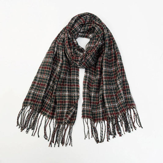 Men's Cashmere Plaid Tassel Scarf