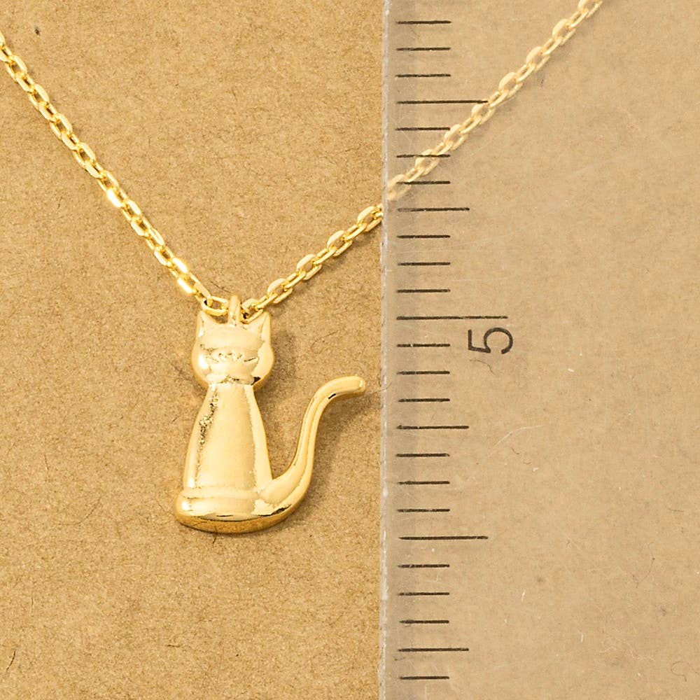 Gold Dipped Cat Pendant Necklace: G