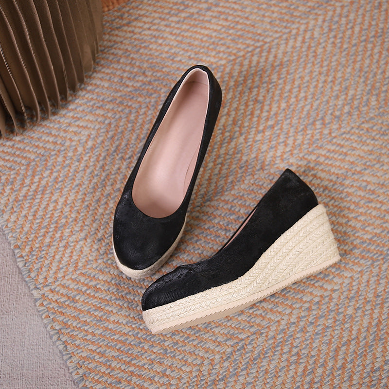 Wedge Thick Bottom Shallow Mouth High-Heel Pumps
