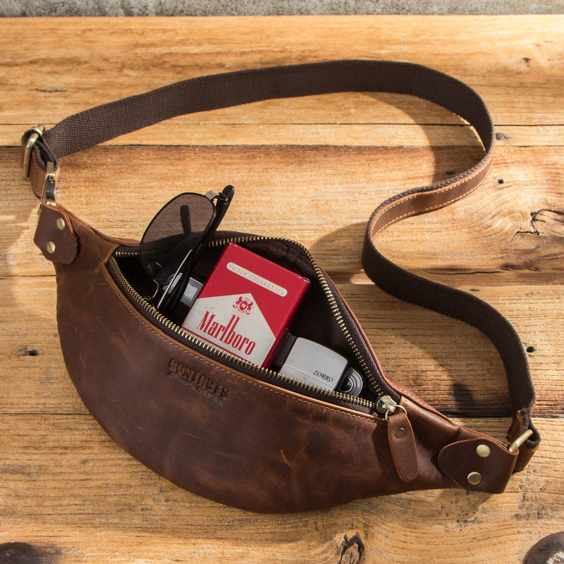 Men's Retro Leather Waist Crossbody Bag