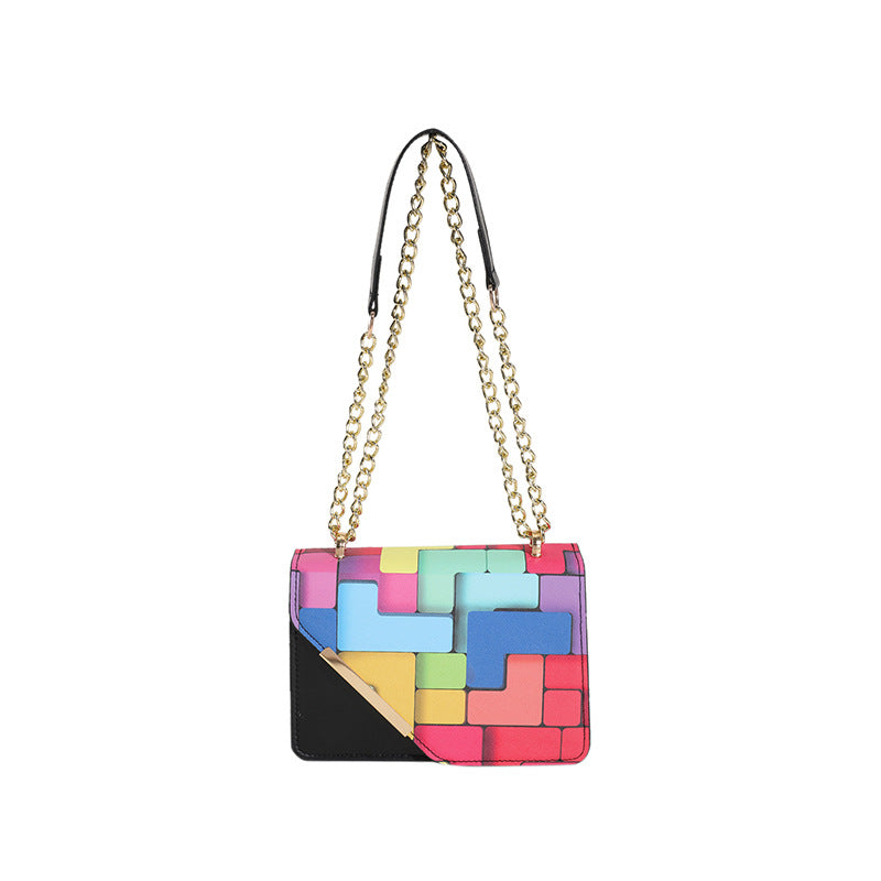 Western Style Chain Women's Fashion Color Contrast Crossbody See size chart under “more details”