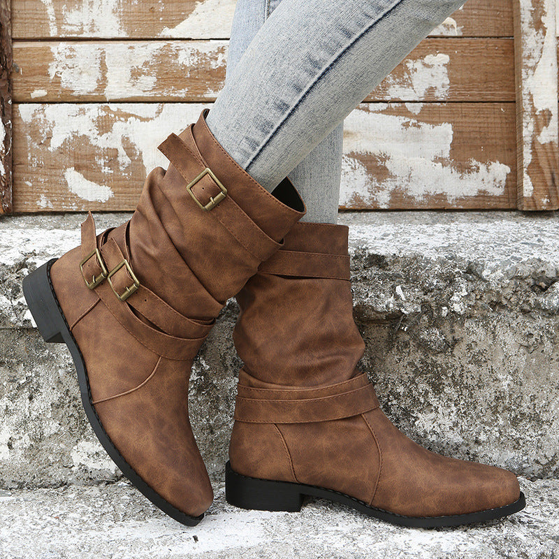 Women's Vintage Martin Belt Buckle Boots