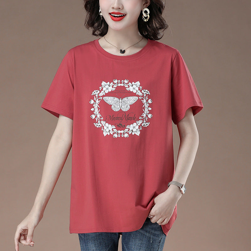 Bee Graphic Round Neck Short Sleeve T-Shirt