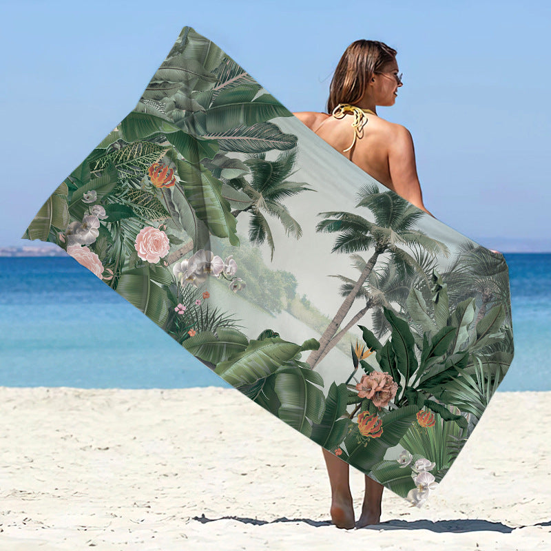 Printed Microfiber Quick-drying Beach Summer Sunscreen Shawl Double-sided Velvet Swimming Towel