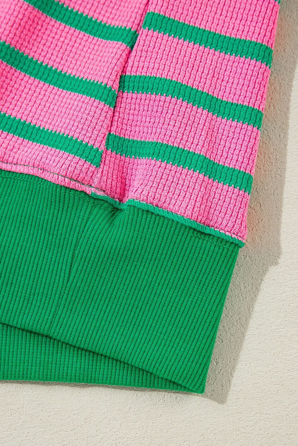 Sweaters Love Salve Pink Stripe Plus Size Women's Sweatshirt Cozy Waffle Knit Crew Neck