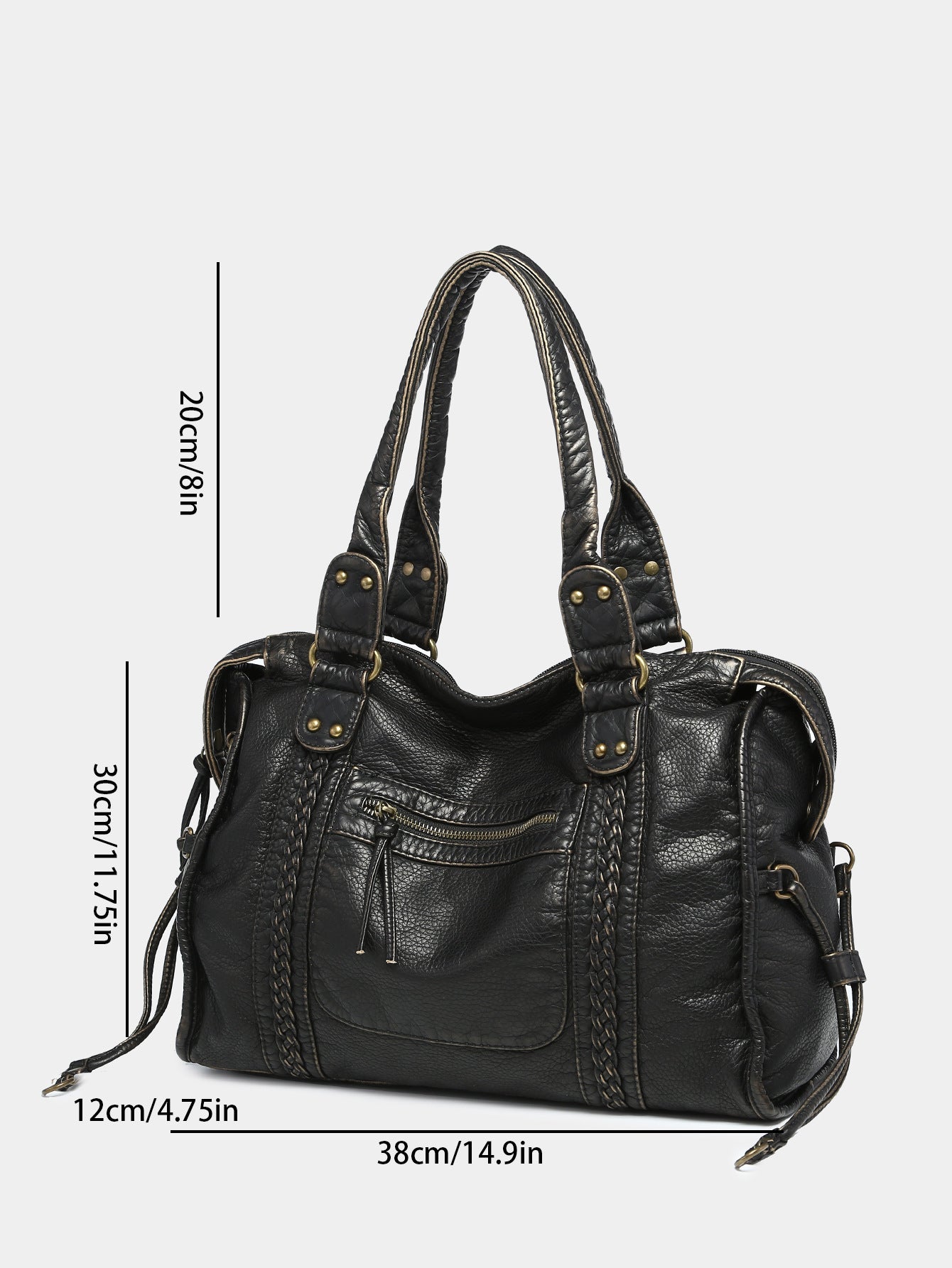 Unisex Retro Worn-Look Large Capacity Slouchy Bag