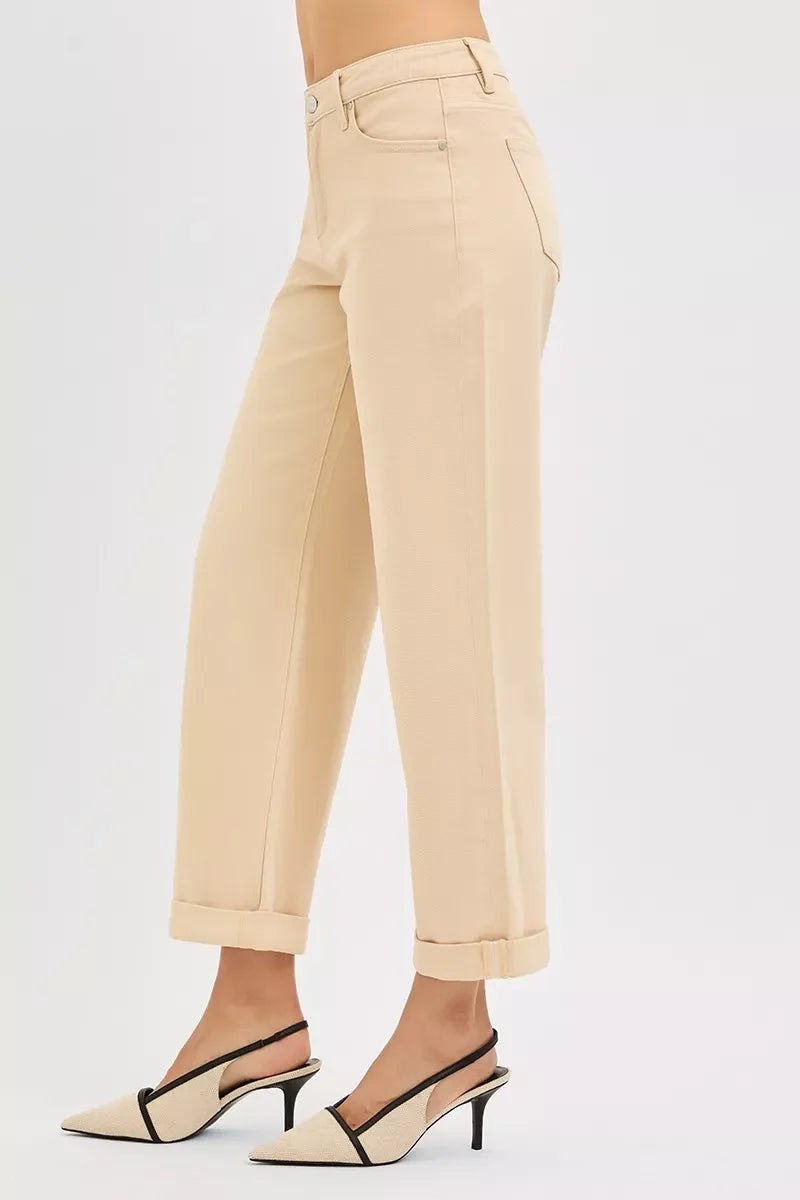 RISEN Tummy Control Mid Rise Ankle Barrel Relaxed Baggy