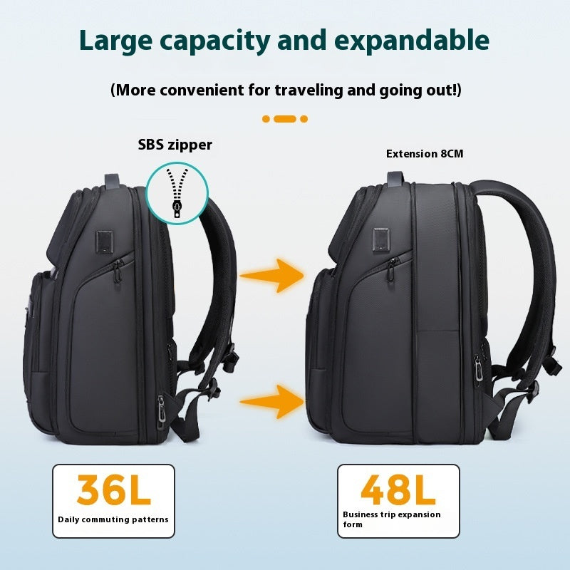 Unisex Business Casual Large Capacity Scalable Laptop Backpack Backpack