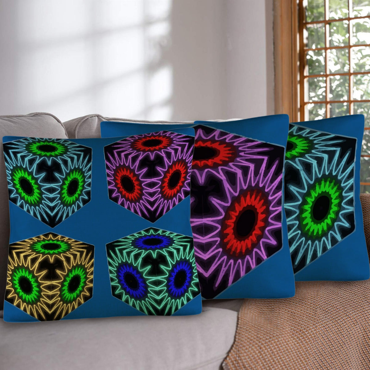 Colorful Cubes Blue Indoor Throw Pillow Covers | Ships from USA