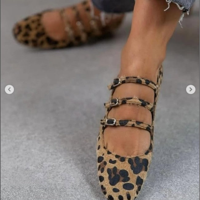 Women's Low-Heel Leopard Print Flats