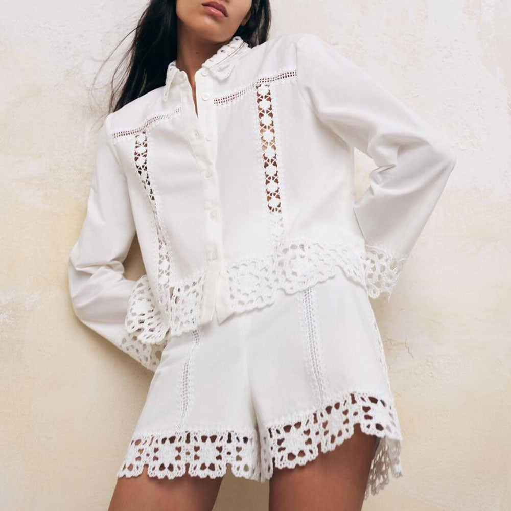 Chaqueta de encaje calada para mujer