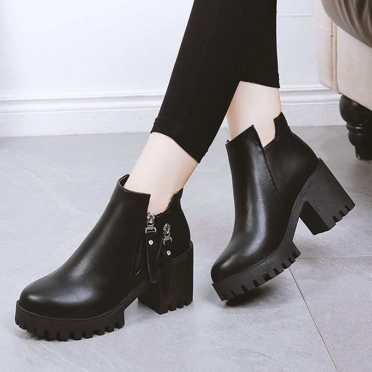Women's Side-Zip Block Heel Boots