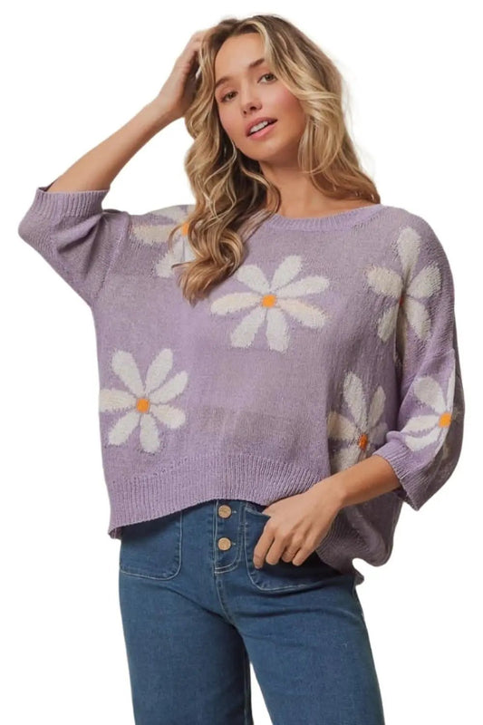 Sweaters Trendsi Suéter floral con aberturas para mujer - Elegante y cómodo