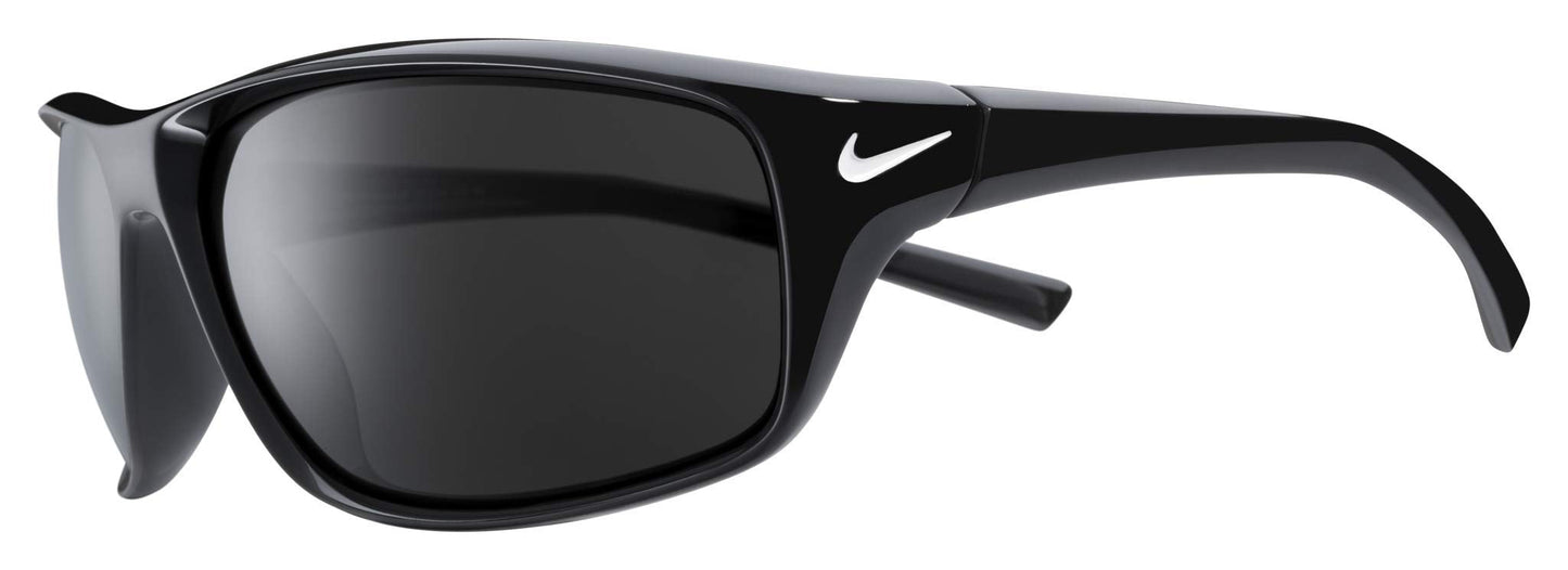 Nike EV1134-001 Adrenaline Sunglasses Shiny Black/White Frame Color Grey Lens Tint