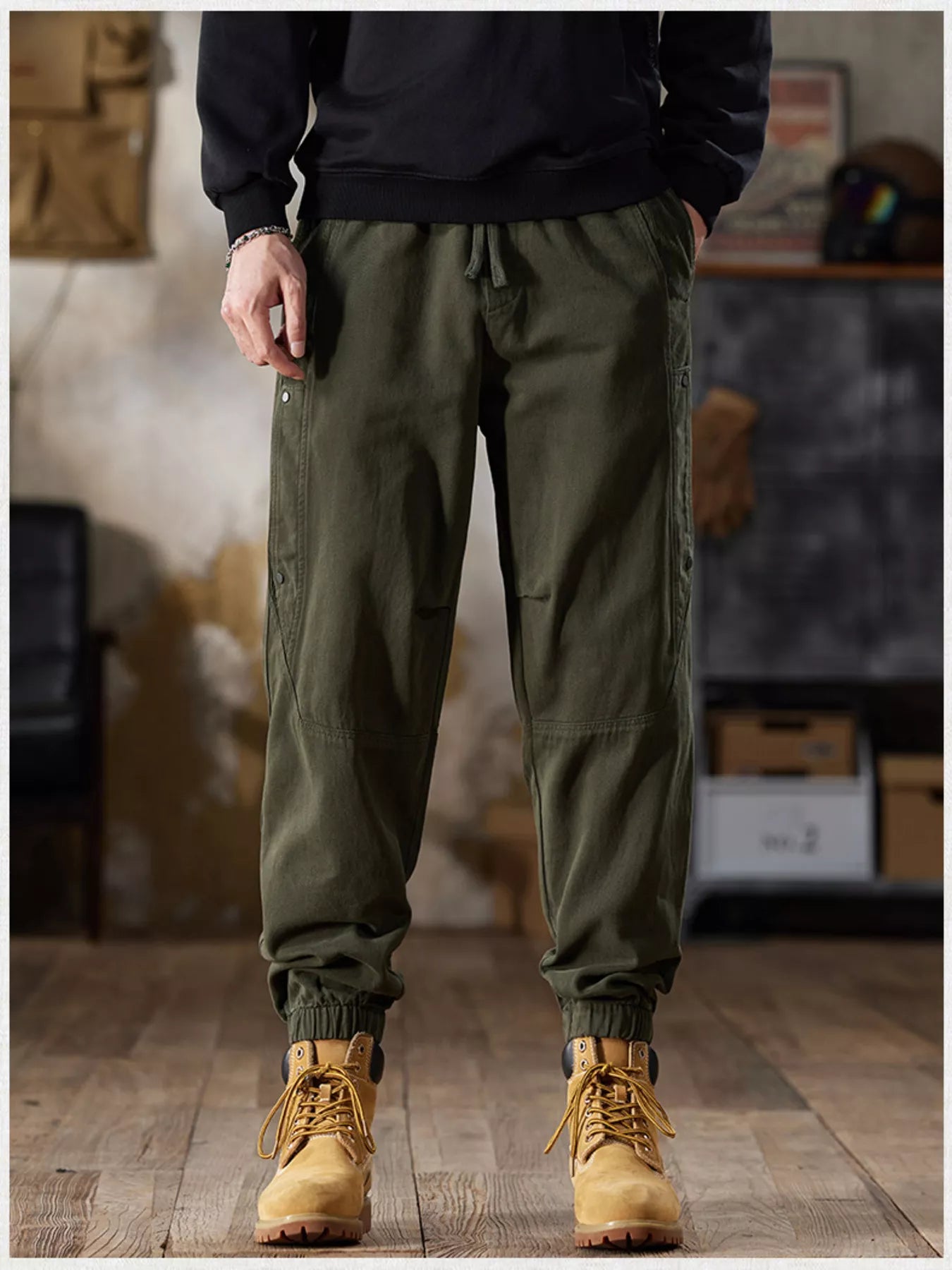 Pantalón Jogger Cargo Casual con Cordón Tallas Grandes para Hombre