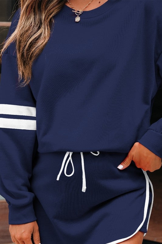 Conjunto de jersey y minifalda Varsity Stripe