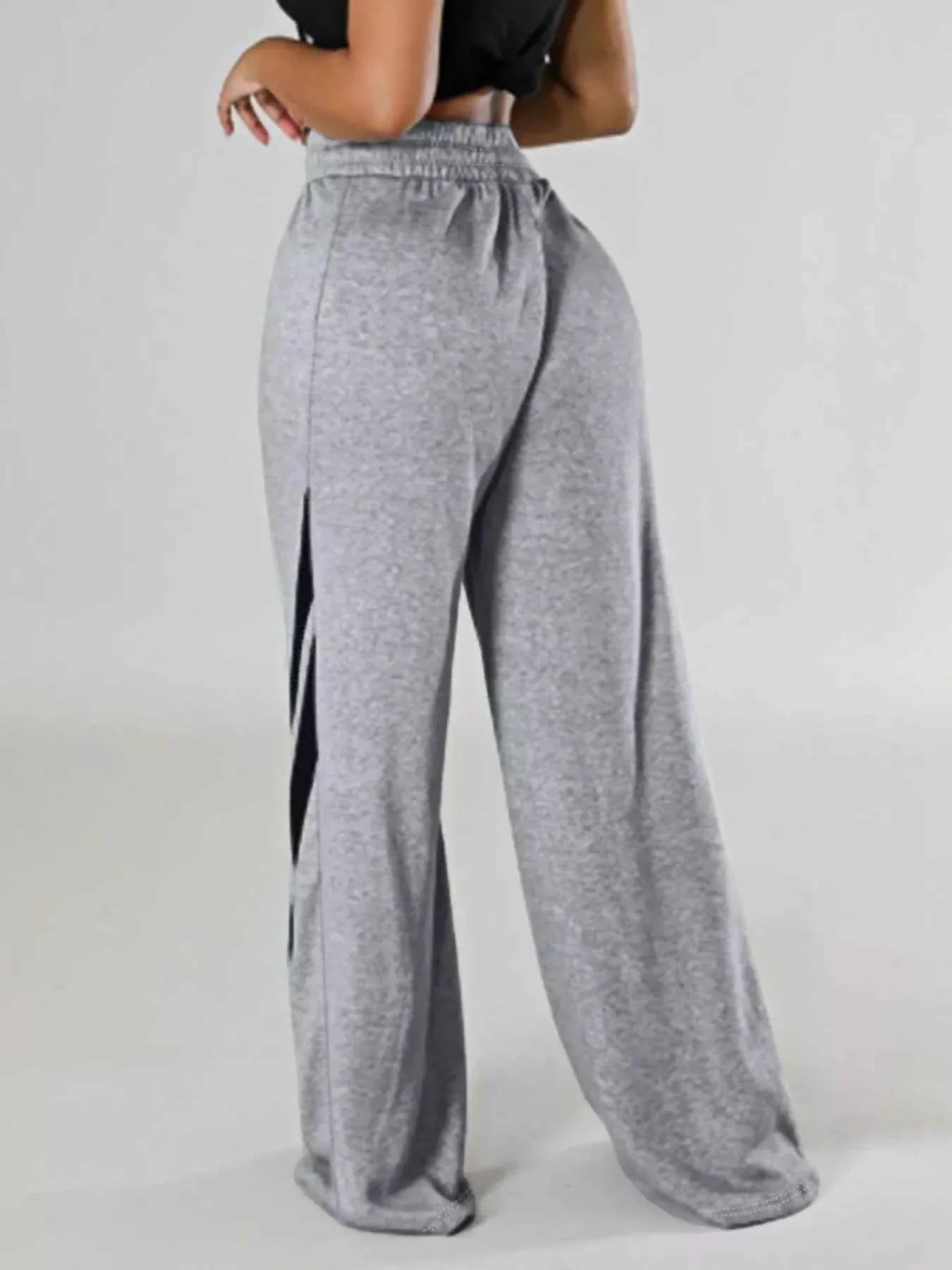 Pantalones de pernera ancha con rayas y contraste de talla grande