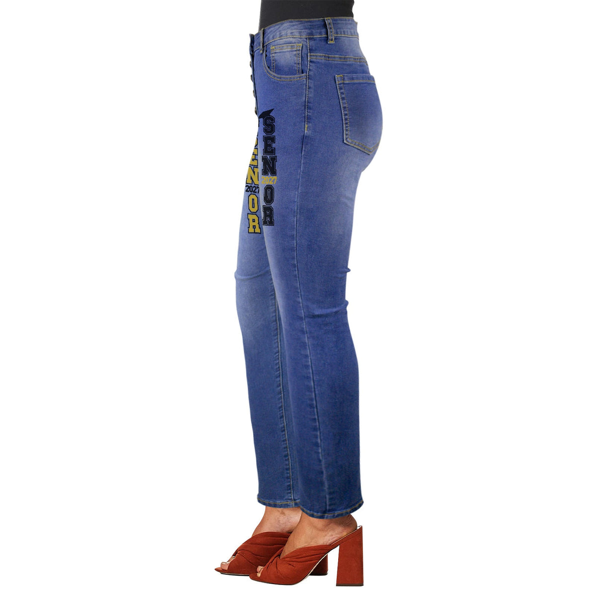 Women's Senior 2027 Decorated Jeans with Front Printing