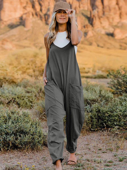 Mono sin mangas con escote en V y bolsillos Double Take, talla completa