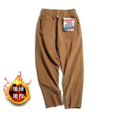 Men's Casual Khaki Corduroy Pants for Autumn/Winter