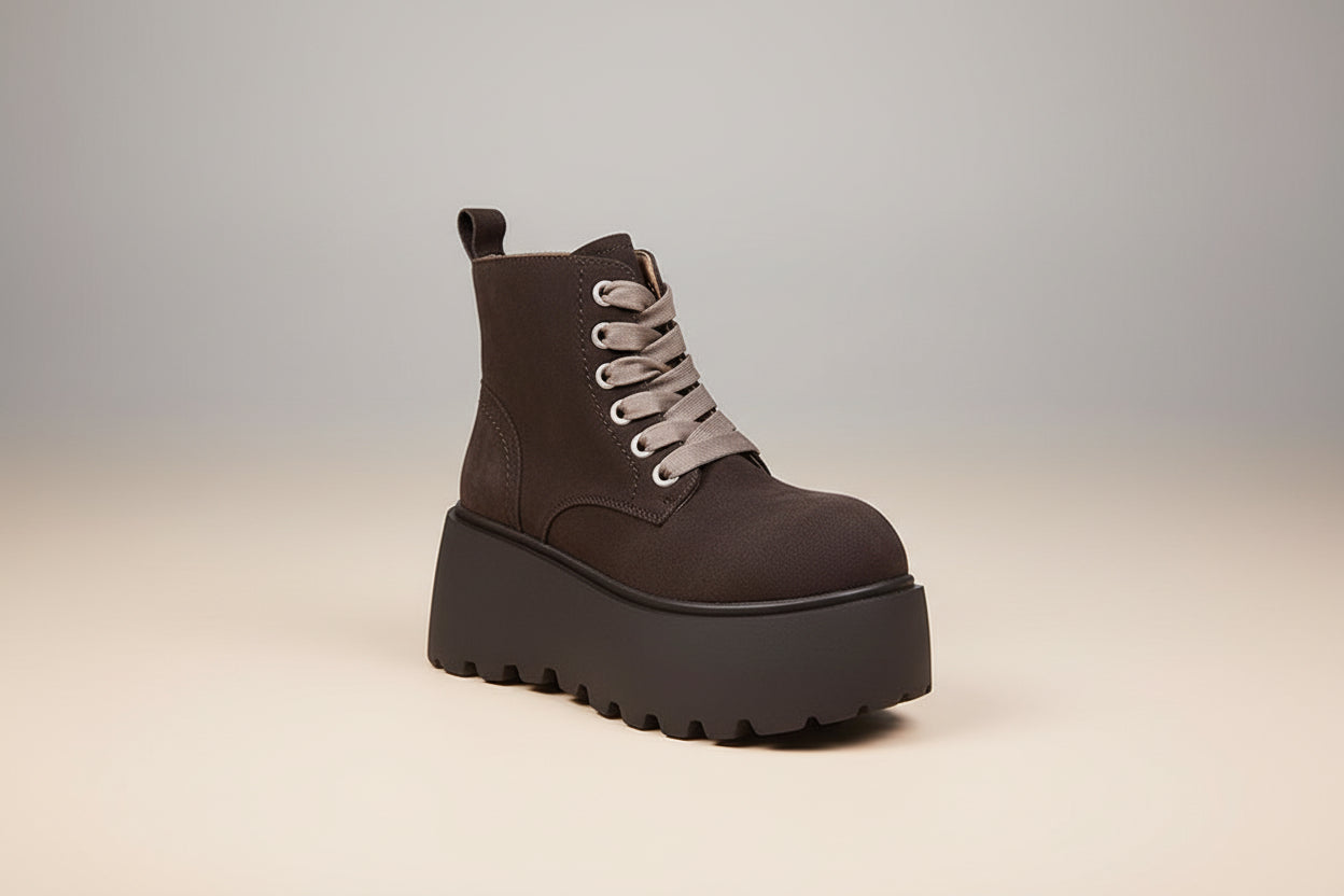 Botines de Mujer con Suela Gruesa y Cordones – Estilo Vintage