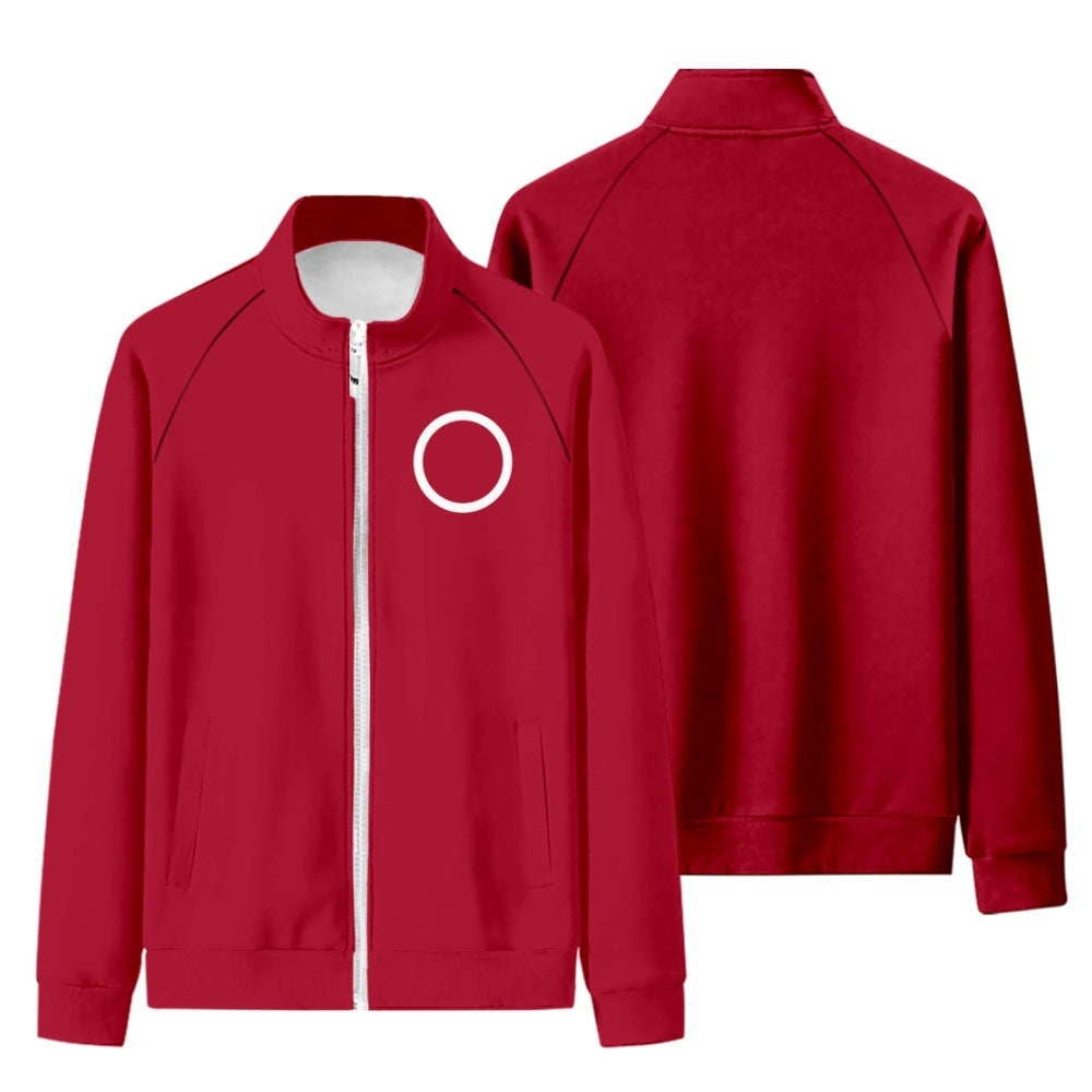 Red Sportswear Autumn Stand-up Collar Zipper Sweater