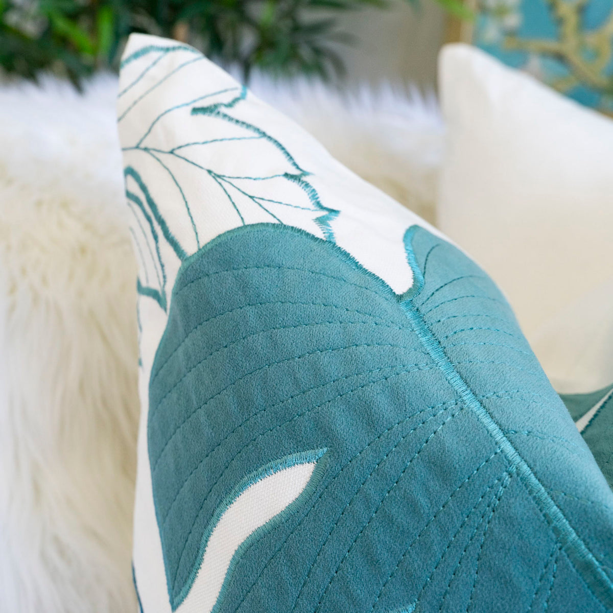 Autumn Vibes Leaf Accent Pillow