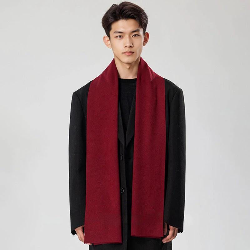 Solid-color Versatile Knitted Wool Scarf For Men