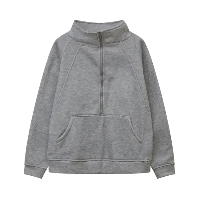Autumn/Winter Women's Plush Half Zipper Sweatshirt