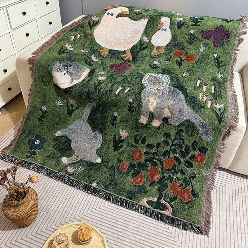 Ancient-style Artistic Tapestry Sofa Blanket Knitted Throw Blanket