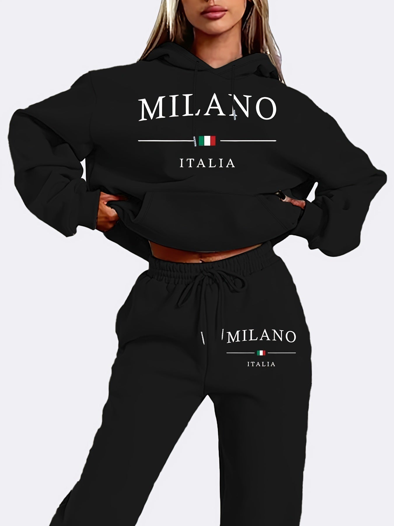 Traje de suéter de forro polar a la moda de talla grande. Ver tabla de tallas en "más detalles".