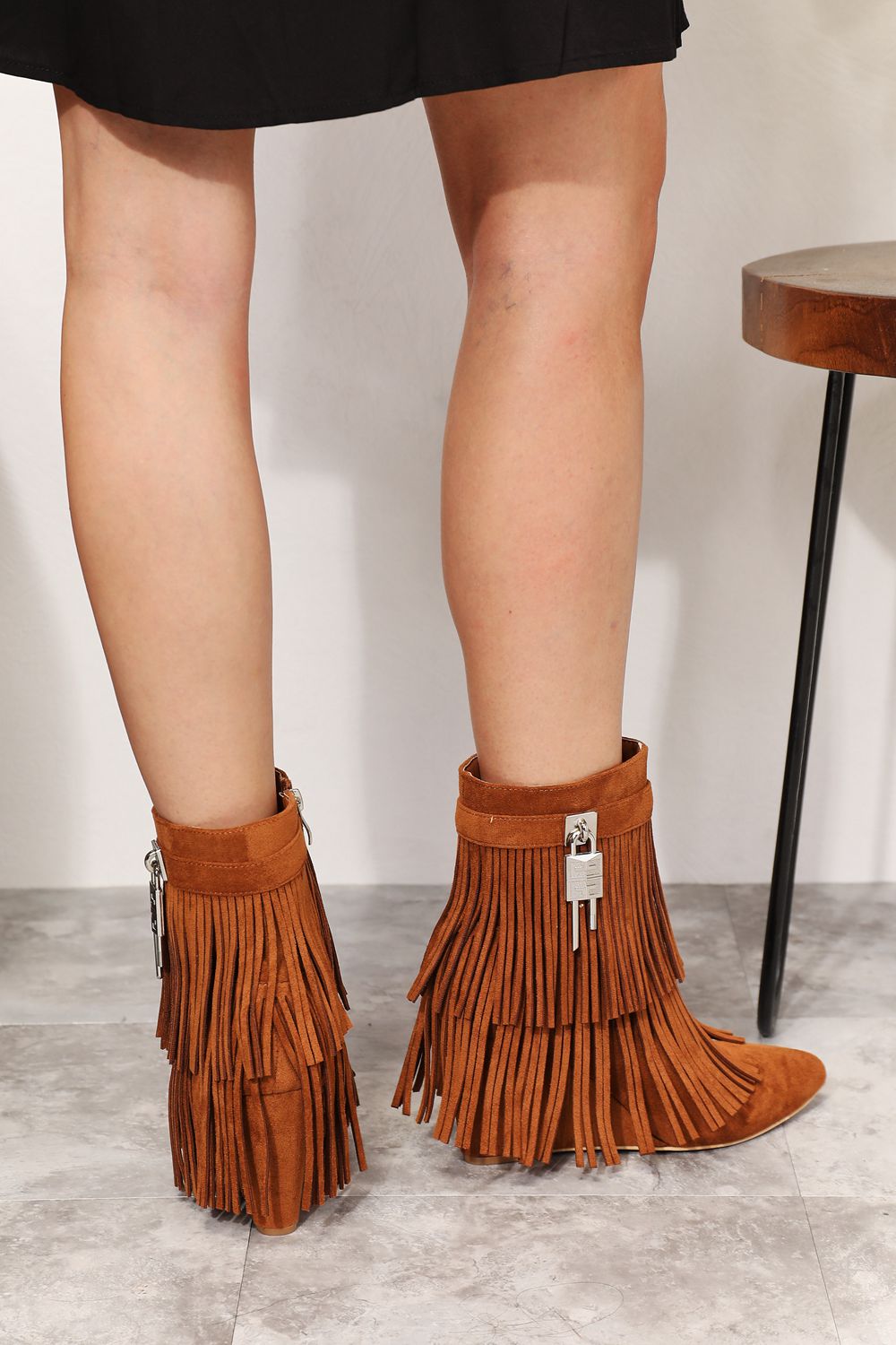 Botines de tacón de cuña con borlas para mujer Legend