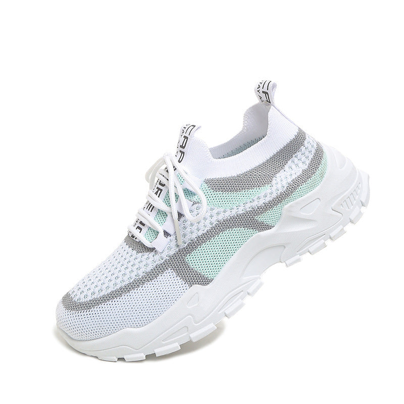 Breathable Mesh Lace-up Flyknit Casual Shoes For Women