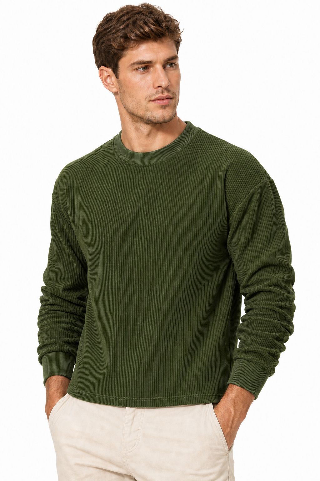 Men's Long-sleeved Round Collar Sweater