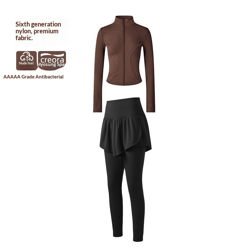 Long, Stand-collar Yoga Jacket For Womenideal For Pilates Outdoor Workouts And Running